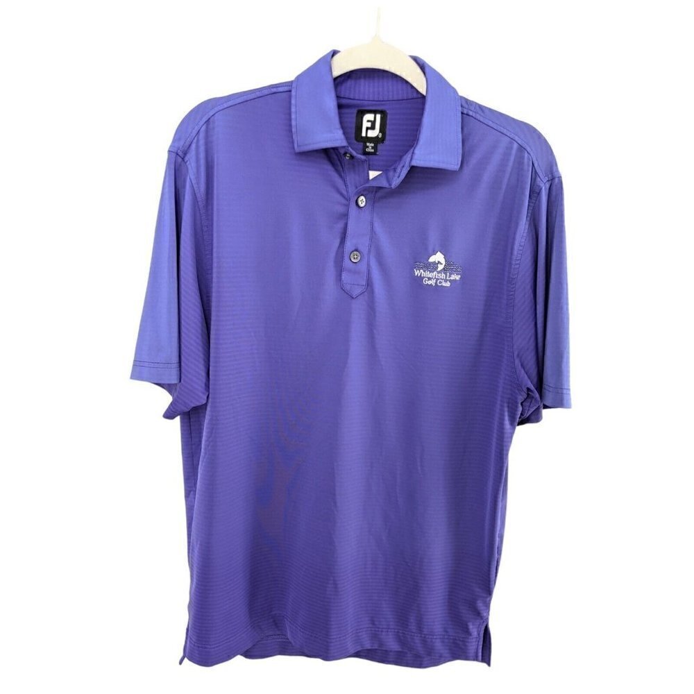 FootJoy Golf Polo Shirt  Men's Small Purple Stripe Whitefish Lake FJ Performance